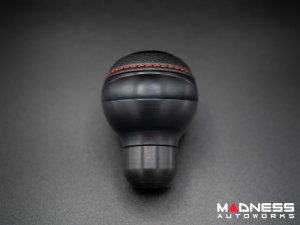 FIAT 500 Gear Shift Knob - Black Italy - Black Base/ Black Leather Top + ABARTH Logo
